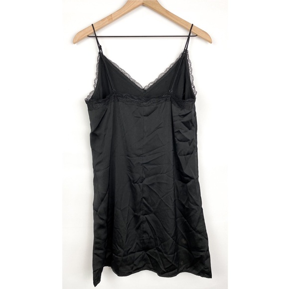 H&M Silky Lace Mini Slip Dress, Black - Size M - Picture 4 of 6